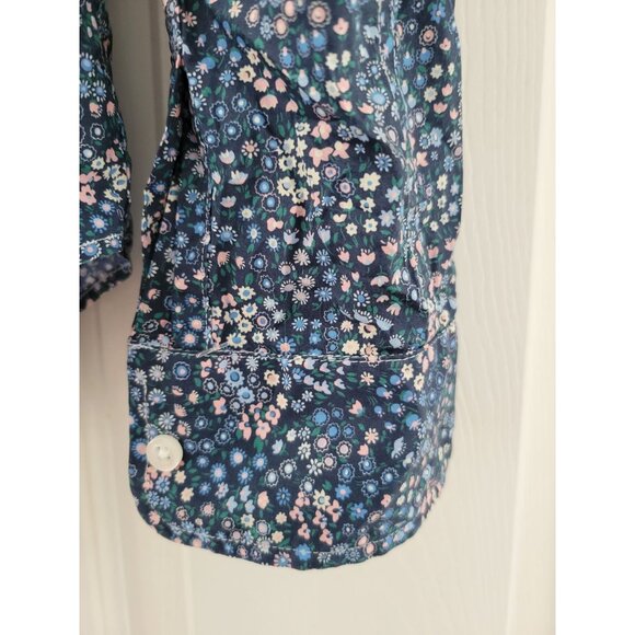 Frank and Eileen The Barry Shirt Blue Floral Button front top shirt size Small - Picture 4 of 7